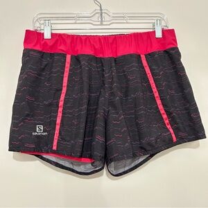 Salomon AdvancedSkin ActiveDry Running Shorts M Black Pink Lined Zip Pocket